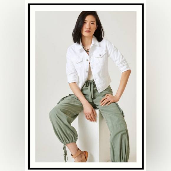 Anthropologie EDWIN Womens Evie White Denim Jacket Size Small - Picture 2 of 7